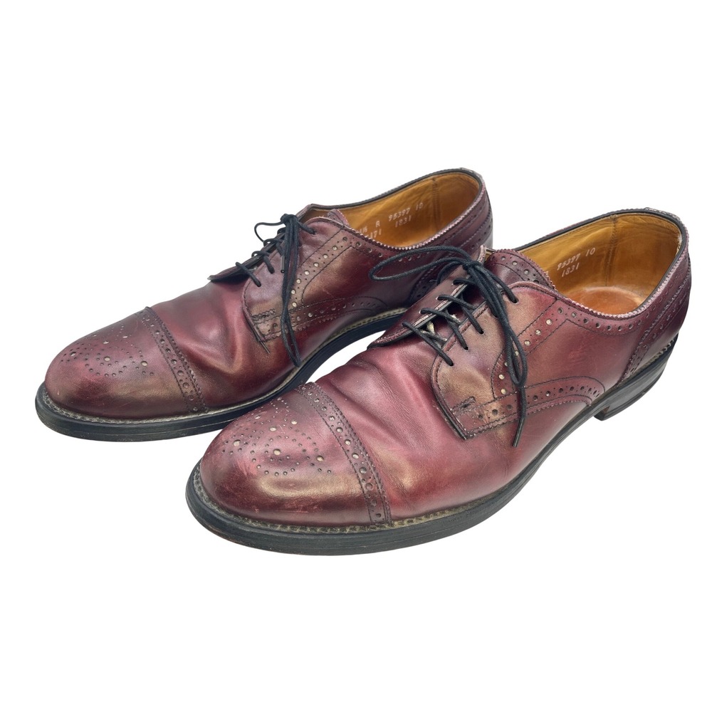 Allen Edmonds Lexington Burgundy Leather Cap Toe Wingtip Derby Shoes 11.5 R